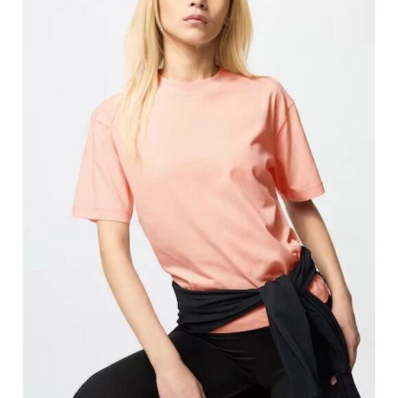 UNIQLO AIRism Cotton T-Shirt Top Women’s Size Large Light Orange Peach NWT - Picture 1 of 11